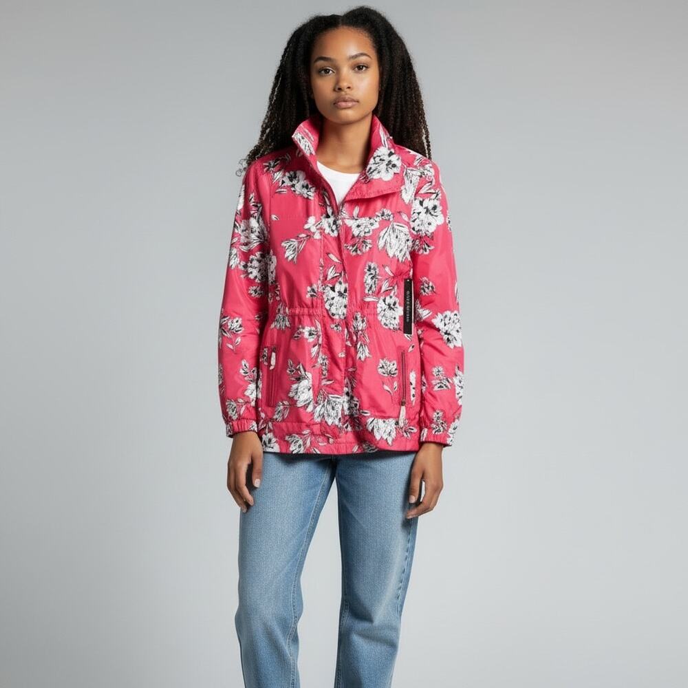 Tribal NEW Floral Pink Spring Rain Jacket Size Small